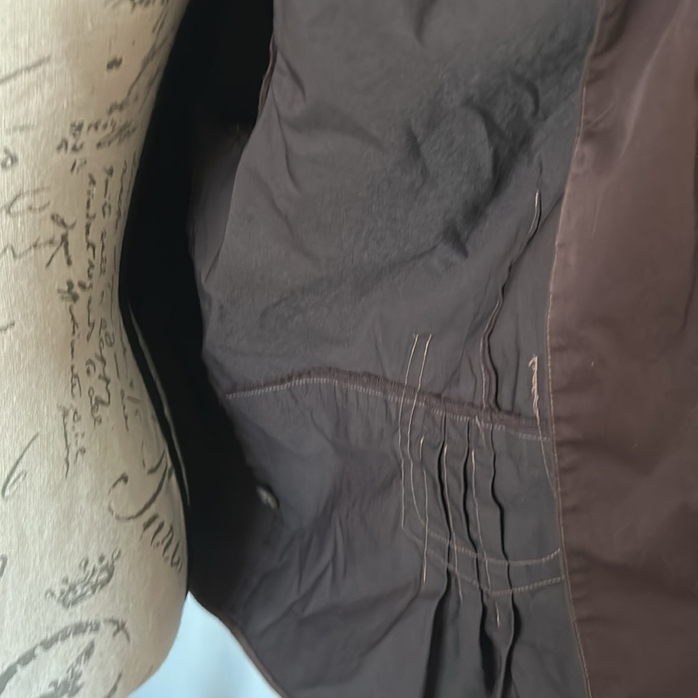 Casual Stretchy Utility Jacket Brown Button closure Cinched Accents Susan Graver - Picture 8 of 11